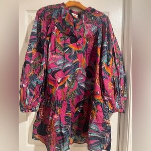 FARM Rio Pink and Green Tropical Mini Dress